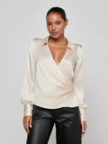 Bernice Satin Wrap Blouse Champagne