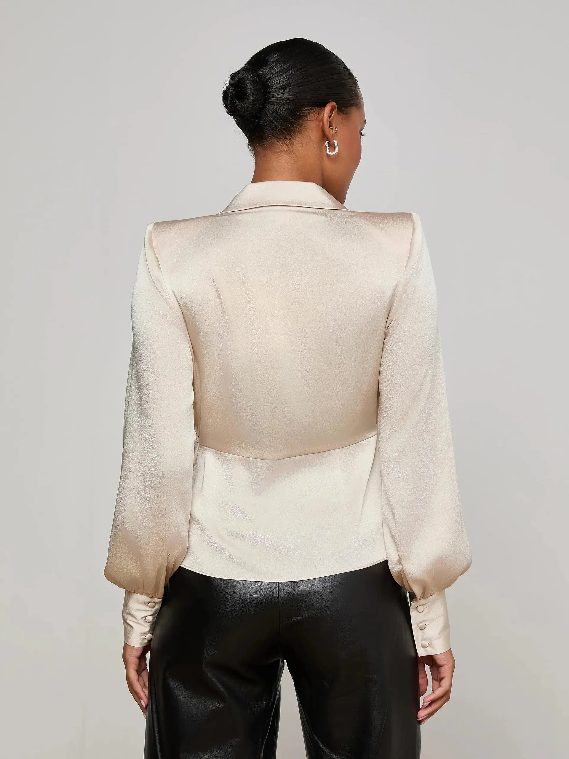 Bernice Satin Wrap Blouse Champagne