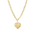 Gold 20" Oval Cable Chain Necklace Large Hollow Heart Charm