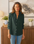 Eileen Relaxed Button-Up Shirt Green Cashmere Touch