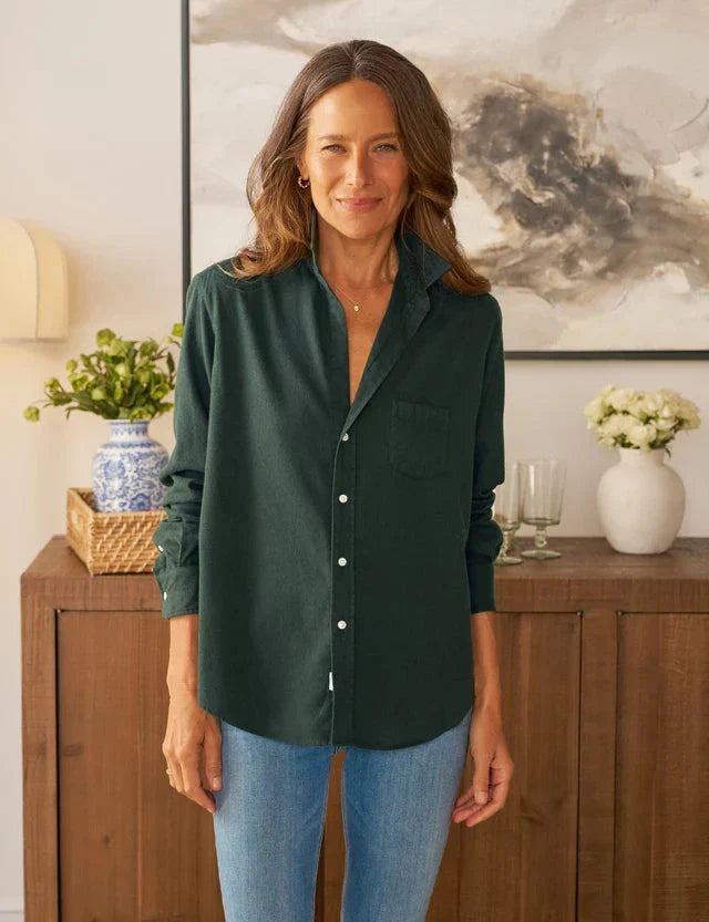 Eileen Relaxed Button-Up Shirt Green Cashmere Touch