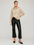 Sigourney Leather Pintuck Pants Black