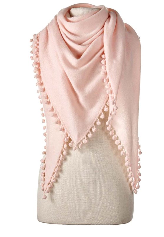 Pom Pom Triangle Wrap Pale Pink