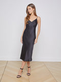 Jodie Silk Slip Dress Black