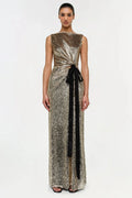 Felicity Gown with Bow Tie Gold Multi