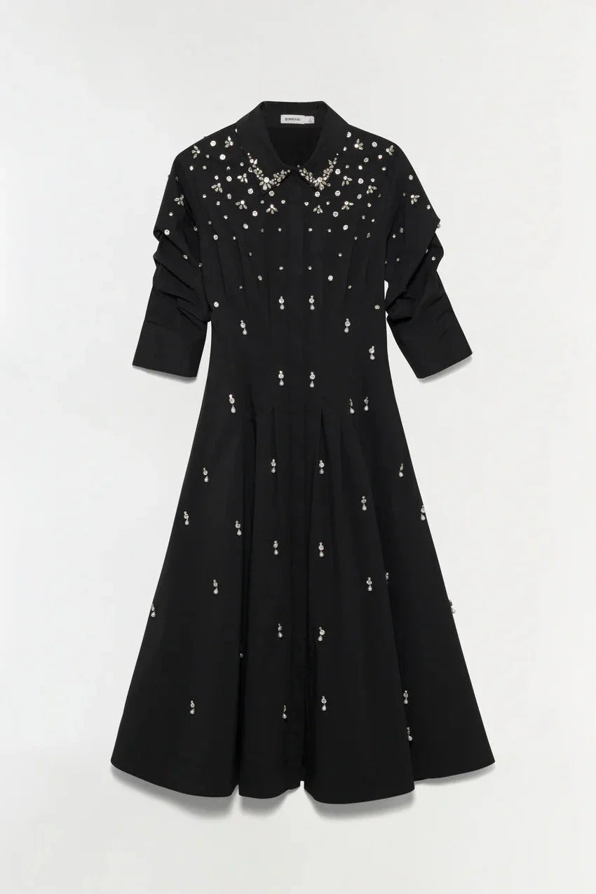 Jazz Embellished Midi Dress Black