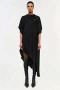 Sadia Satin Cape Mini Dress Black