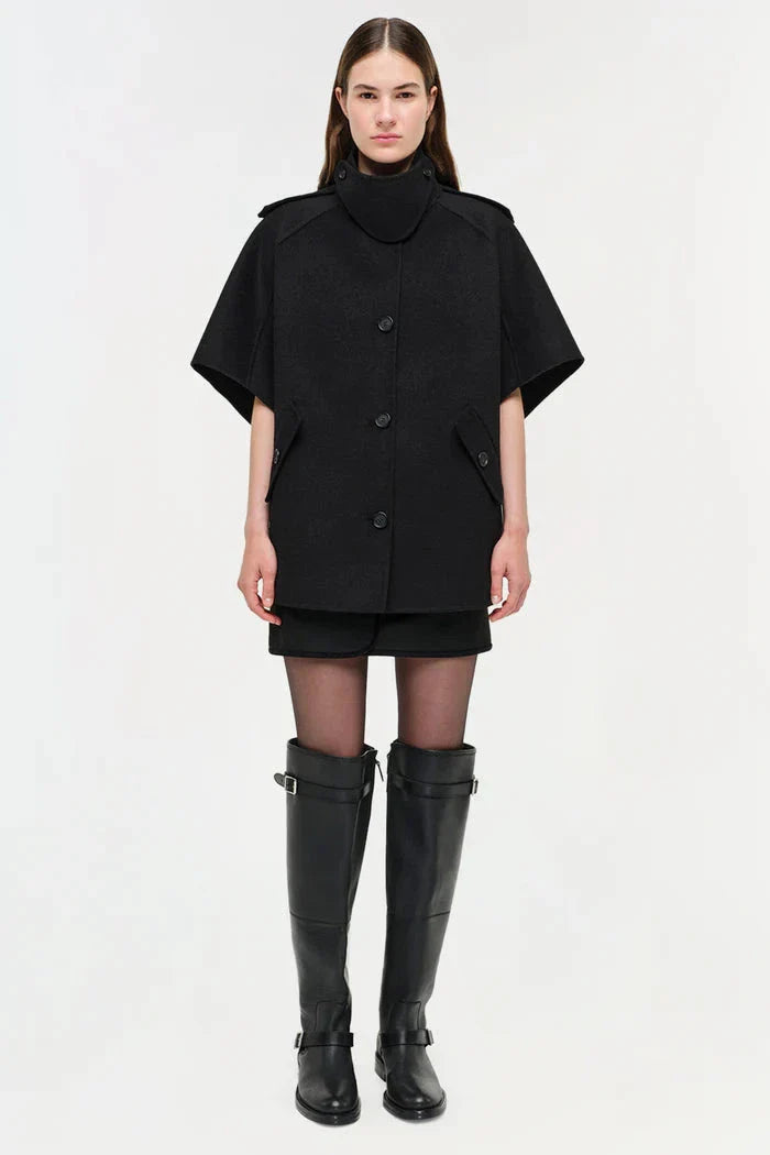 Jones Wool Cape Jacket Black