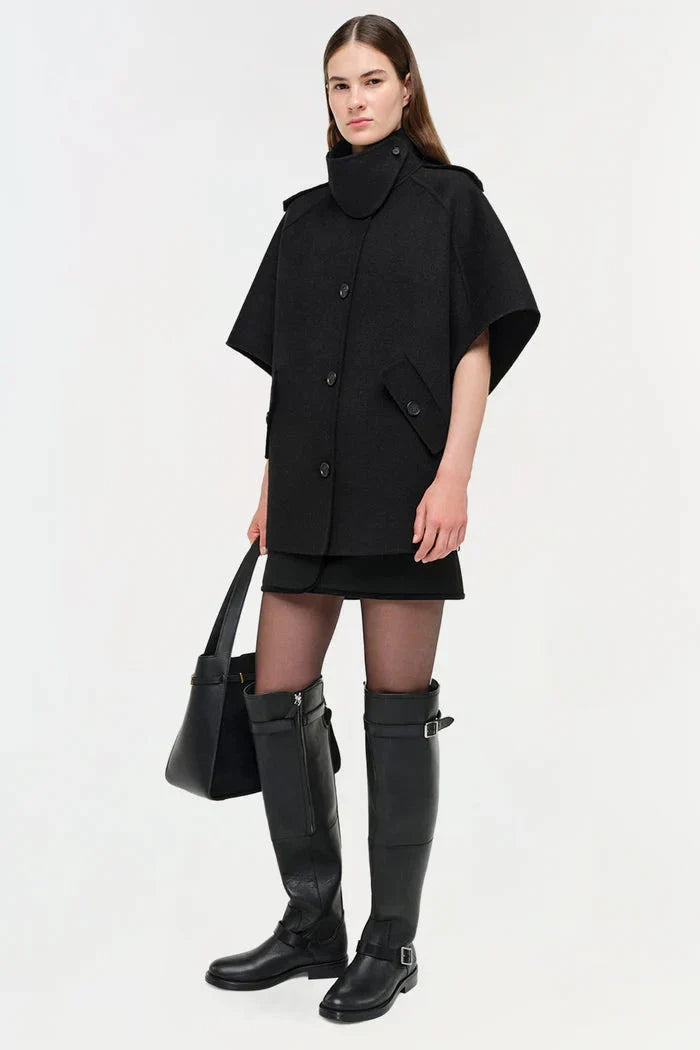 Jones Wool Cape Jacket Black