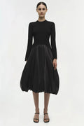 Kenlie Taffeta Knit Midi Dress Black