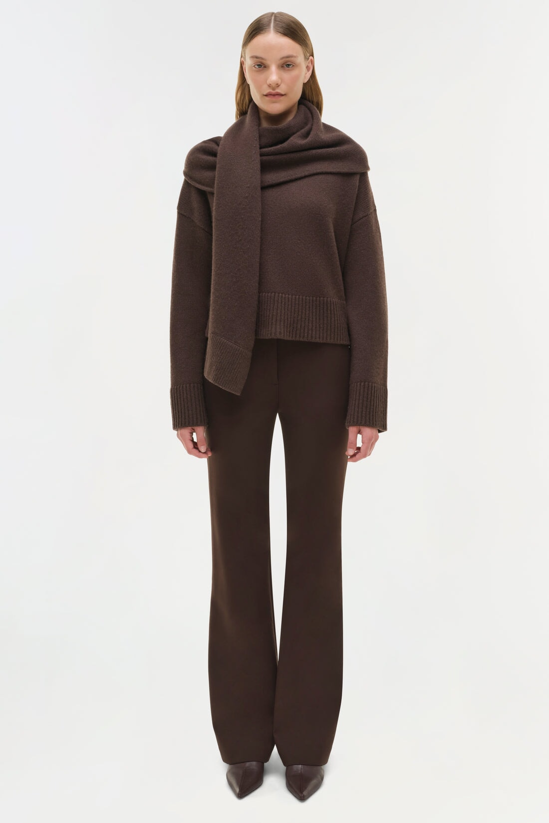 Elson Scarf Sweater Chocolate