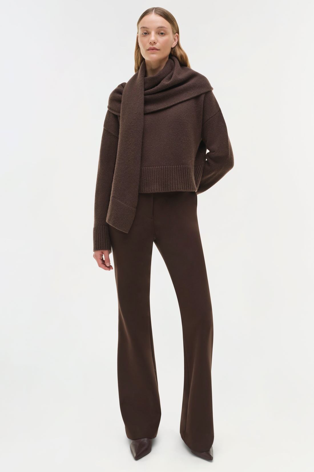 Elson Scarf Sweater Chocolate