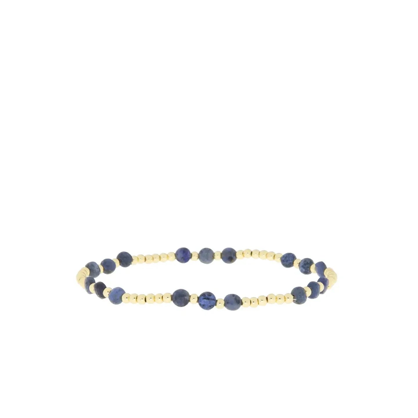 Gold/Denim 2mm beaded Stretch Bracelet Circle Glass Bead