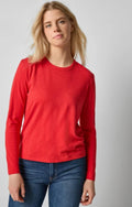 Shirred Shoulder Crewneck Cherry