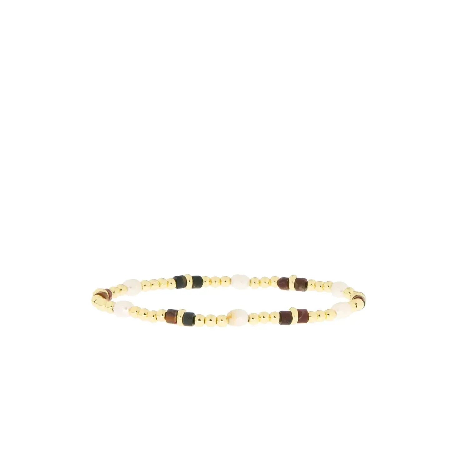 Gold/Tiger's Eye Pearl & Ball Stretch Bracelet