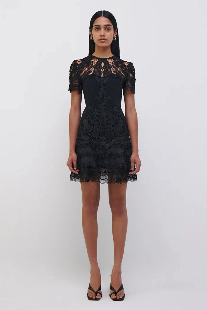 Paislee Lace Cocktail Dress Black