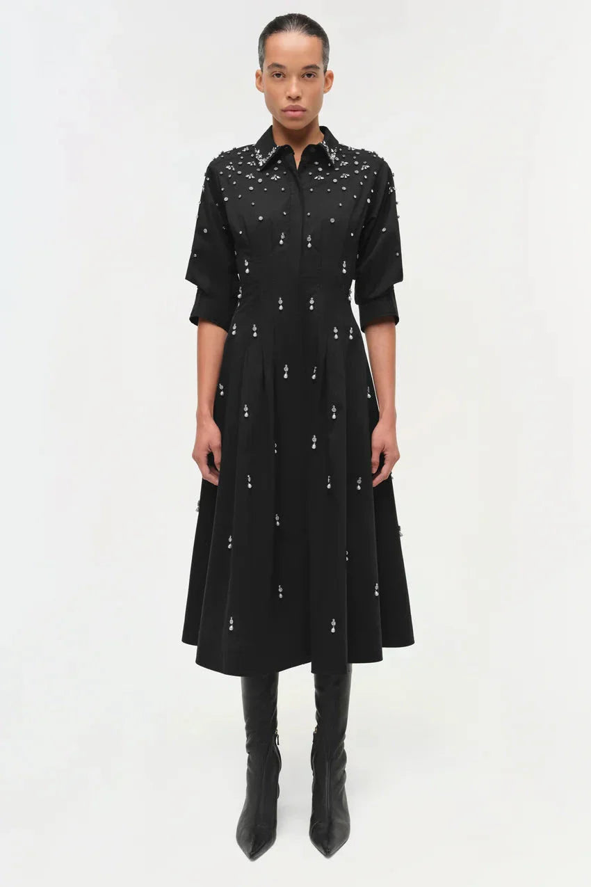Jazz Embellished Midi Dress Black