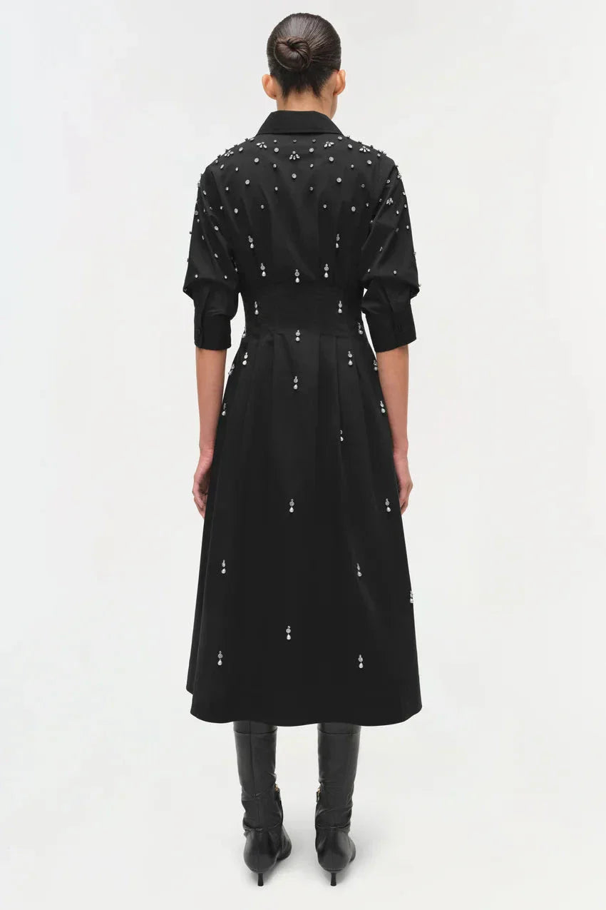Jazz Embellished Midi Dress Black