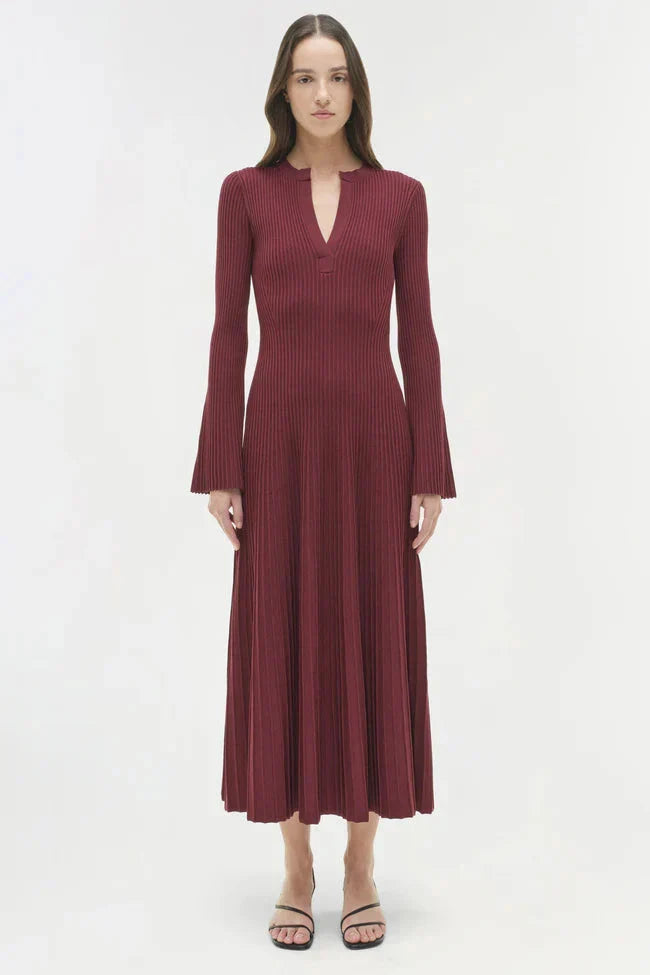 Genna Knit Midi Dress Cranberry