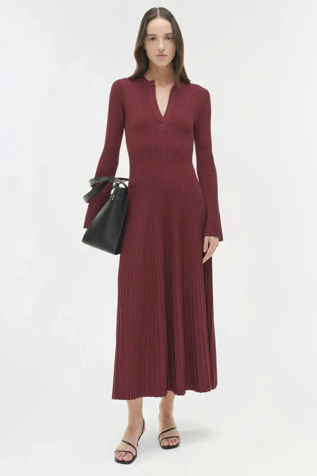 Genna Knit Midi Dress Cranberry