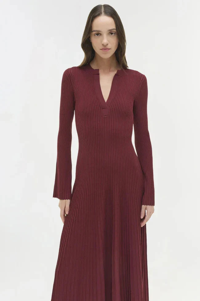 Genna Knit Midi Dress Cranberry