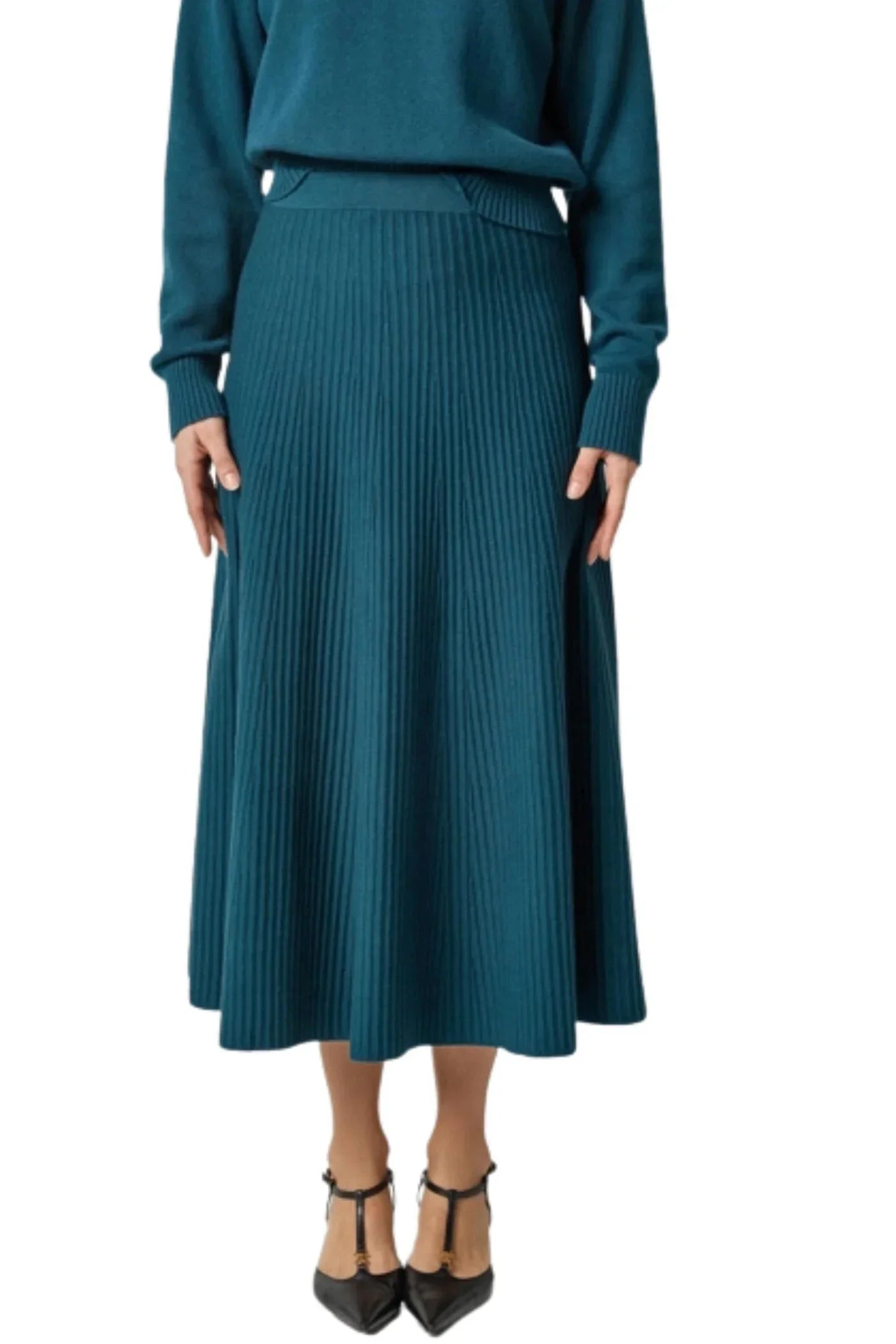 Flared Knit Skirt Deep Sea