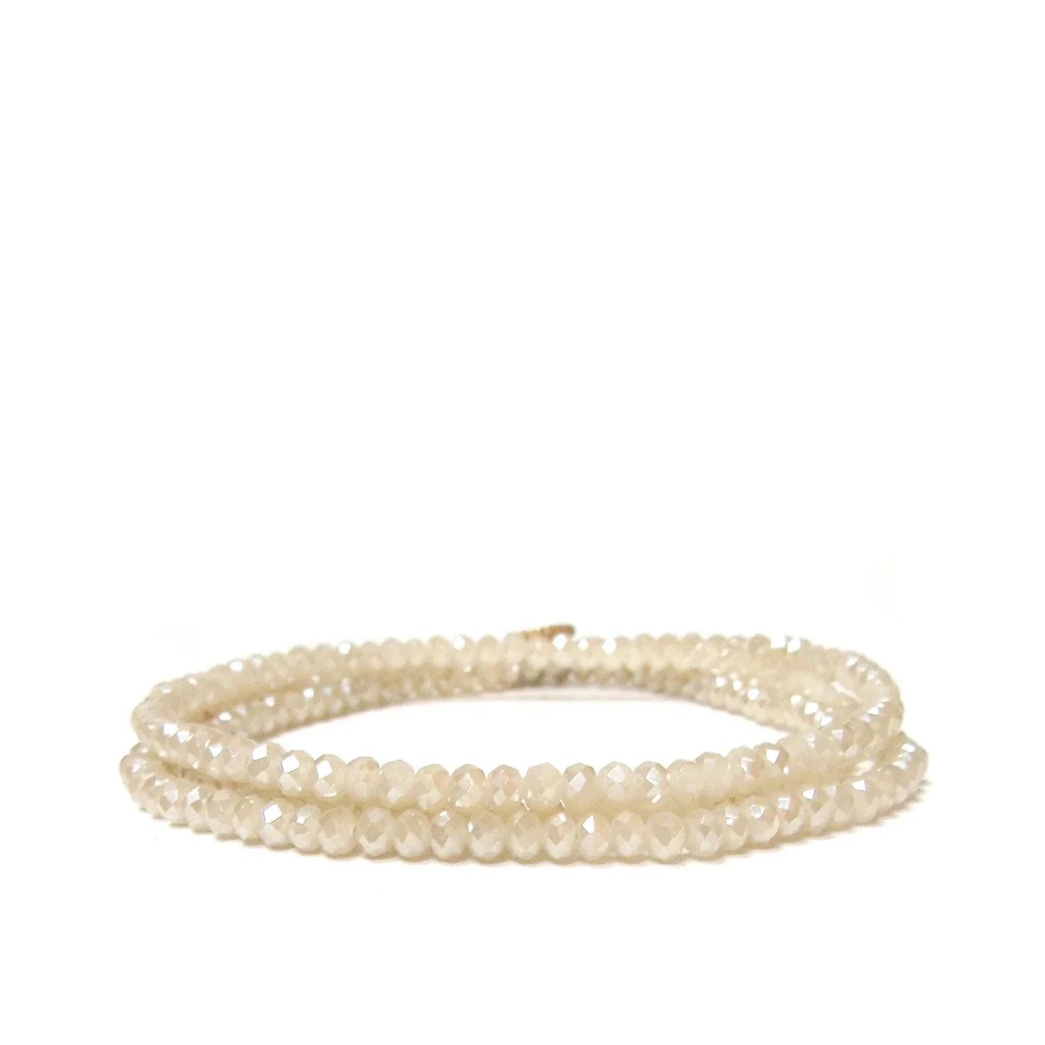 Mini Stretch Crystal Beaded Bracelet Champagne
