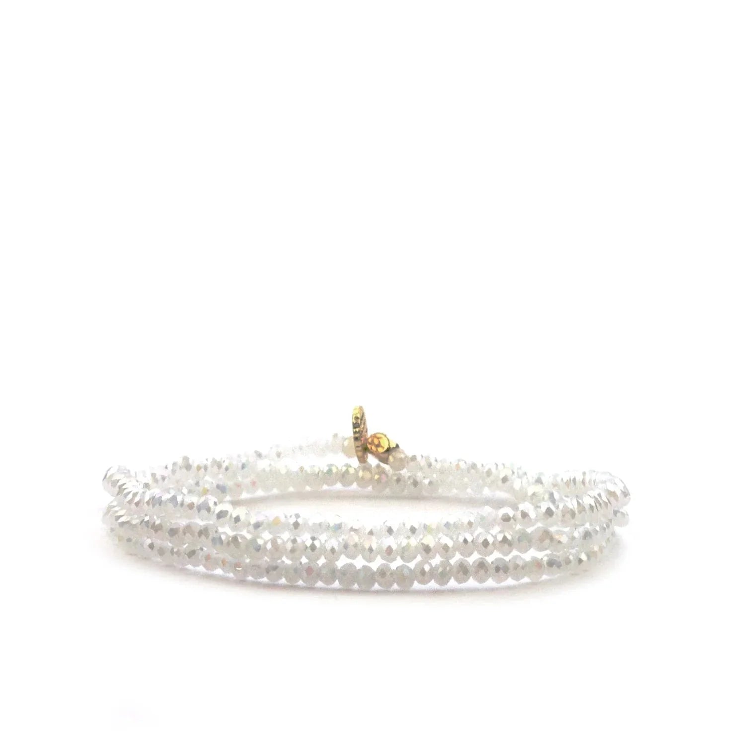 Mini Stretch Crystal Beaded Bracelet White