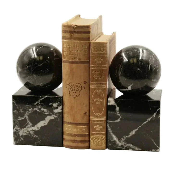 Black Zebra Marble Polished Bookends