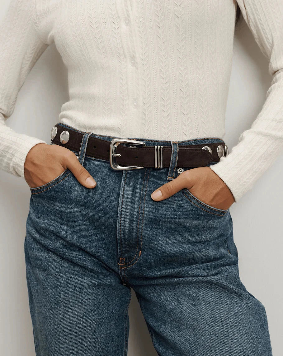 Arch Suede Studded Belt Espresso
