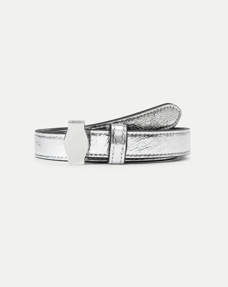 Dash Leather Belt Silver