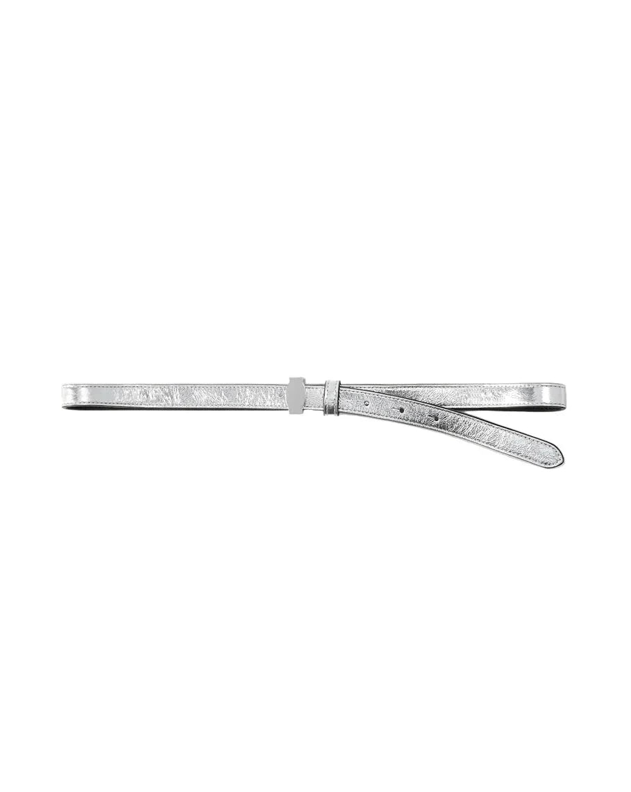 Dash Leather Belt Silver