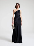 Aster Satin One Shoulder Gown Black