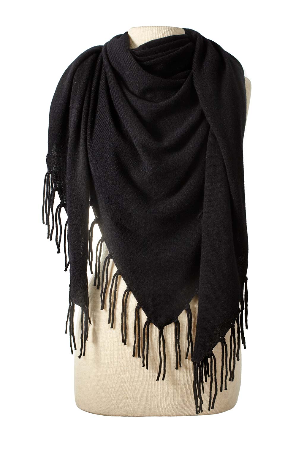 Fringed Triangle Wrap Black