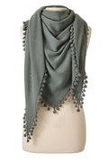Pom Pom Triangle Wrap Moss