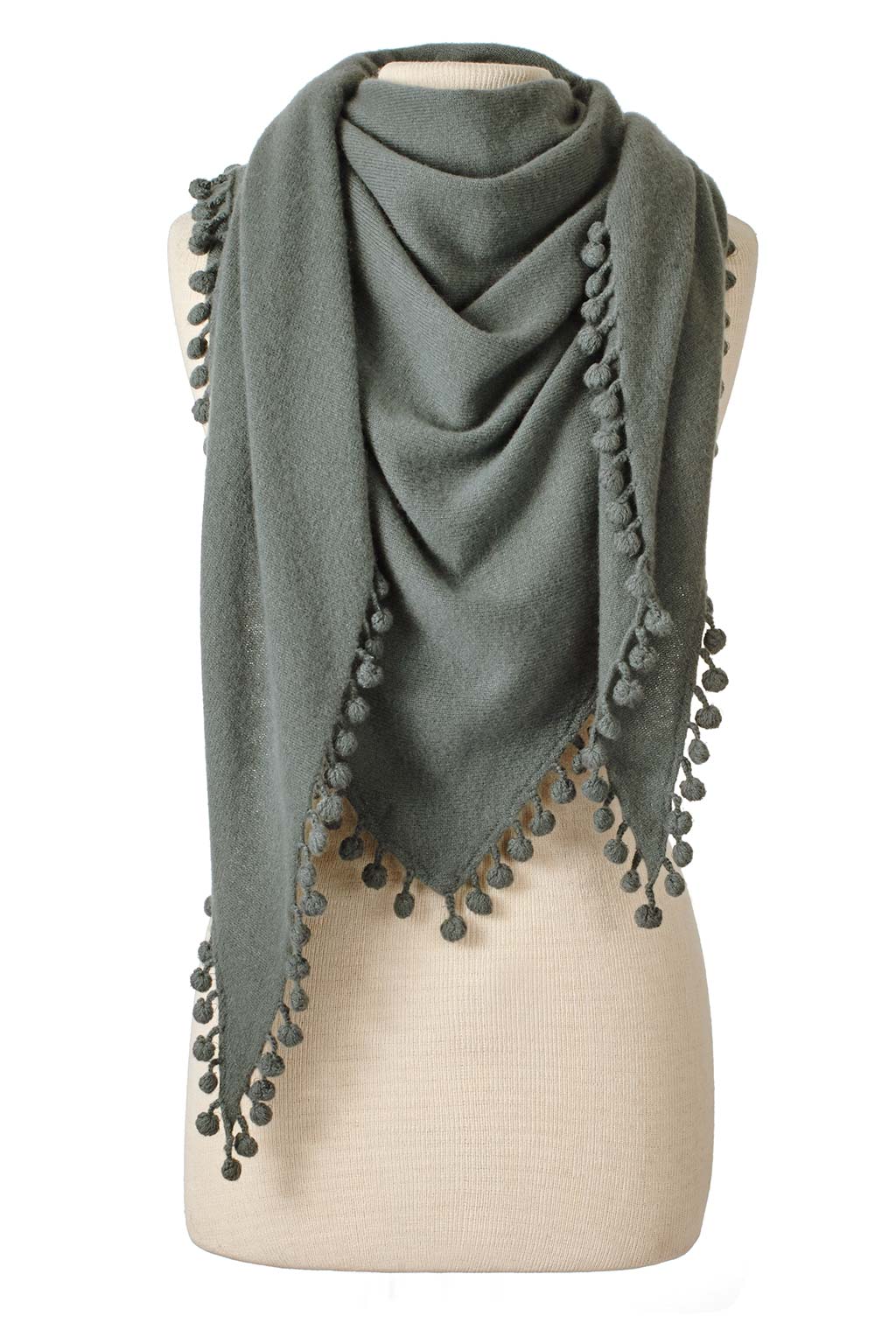 Pom Pom Triangle Wrap Moss