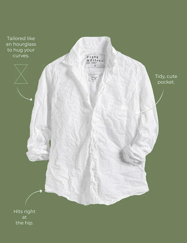 Barry Tailored Button Up Shirt White Tattered Wash Denim