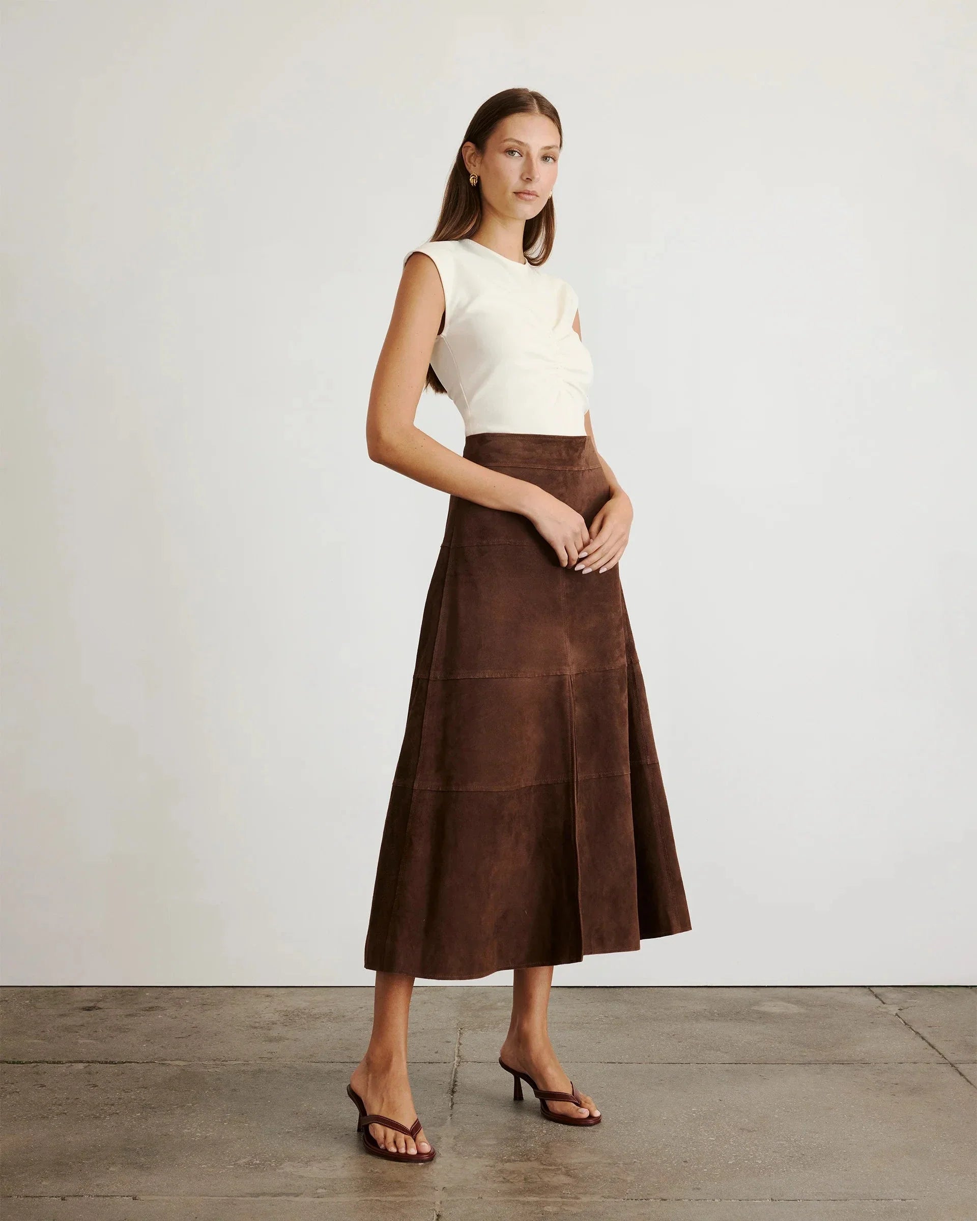 Suede Hudson Skirt Chocolate