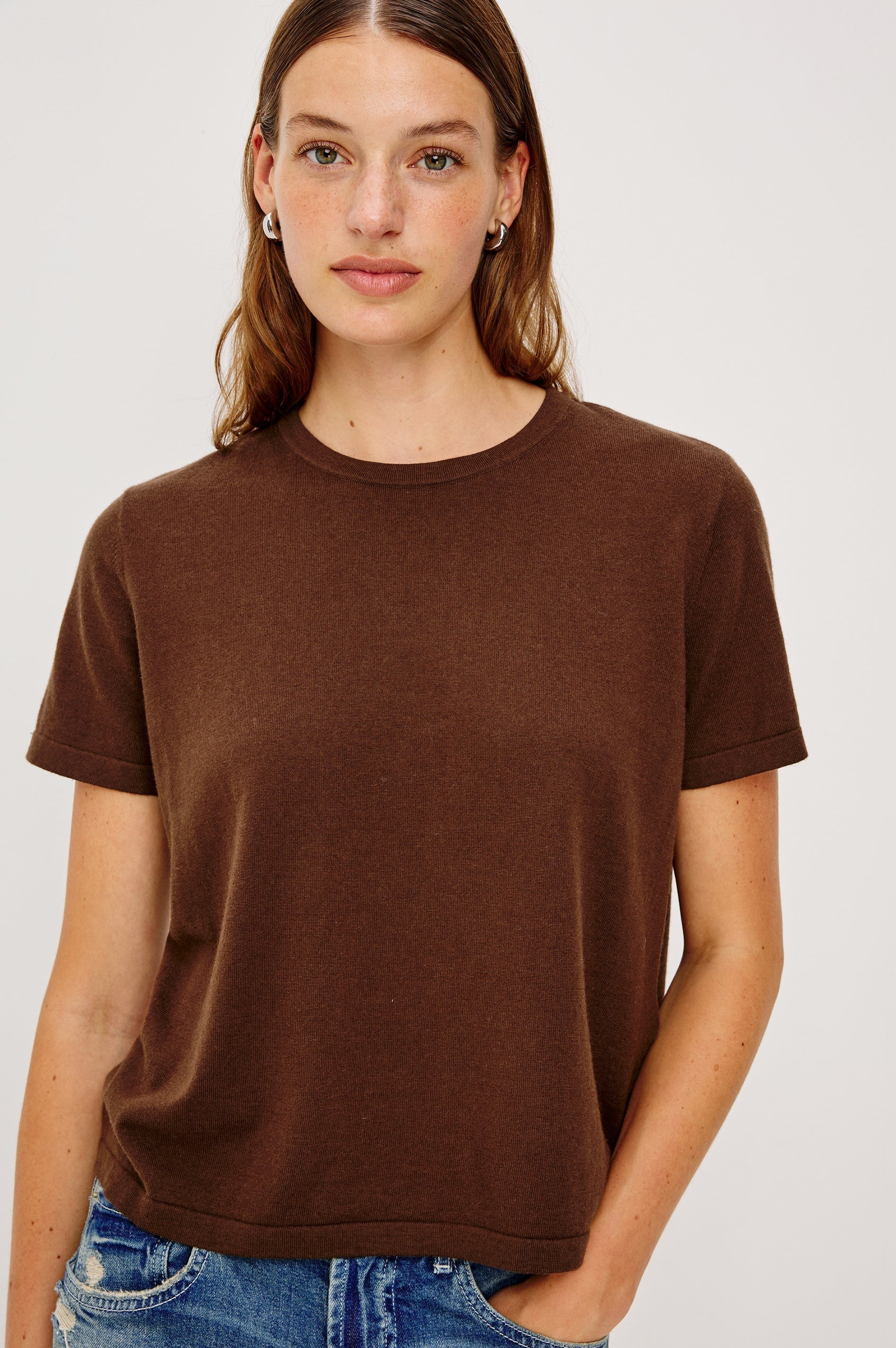Cotton Cashmere Tee Espresso