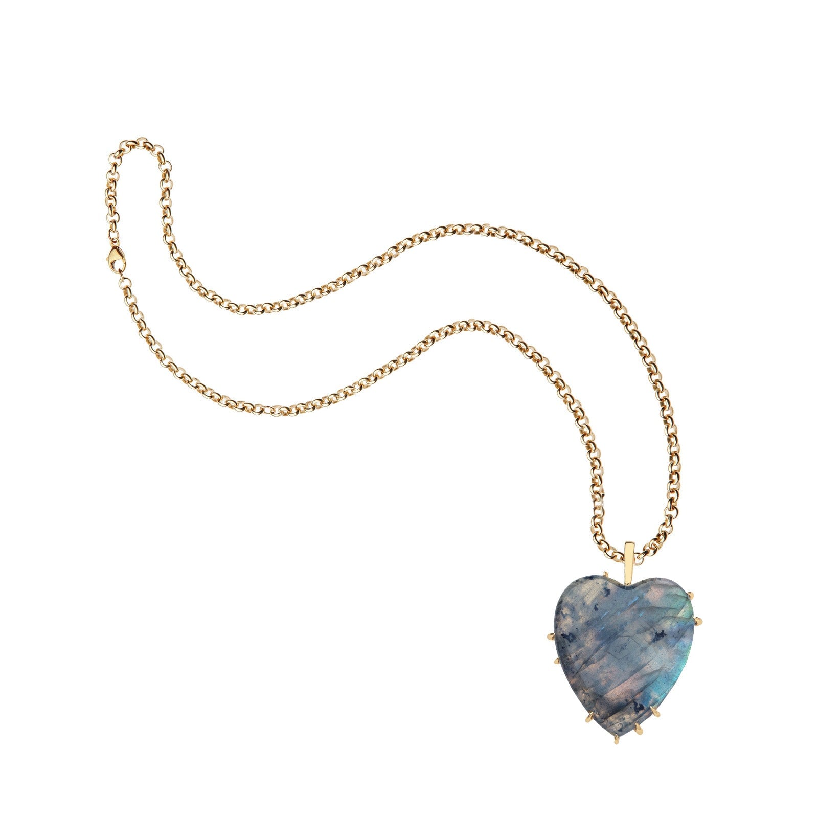 Love Carry Your Heart Labradorite Pendant 18" Grande Rolo