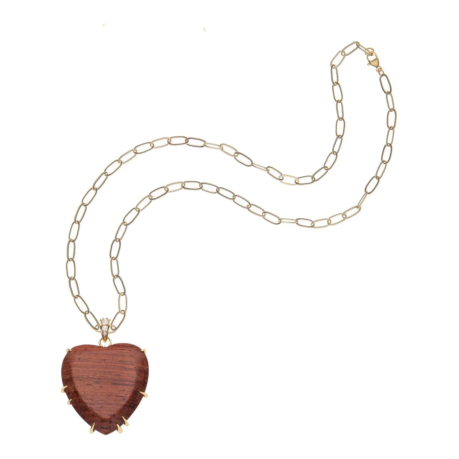 Carved From Love Wood Heart Pendant 18" Drawn Link