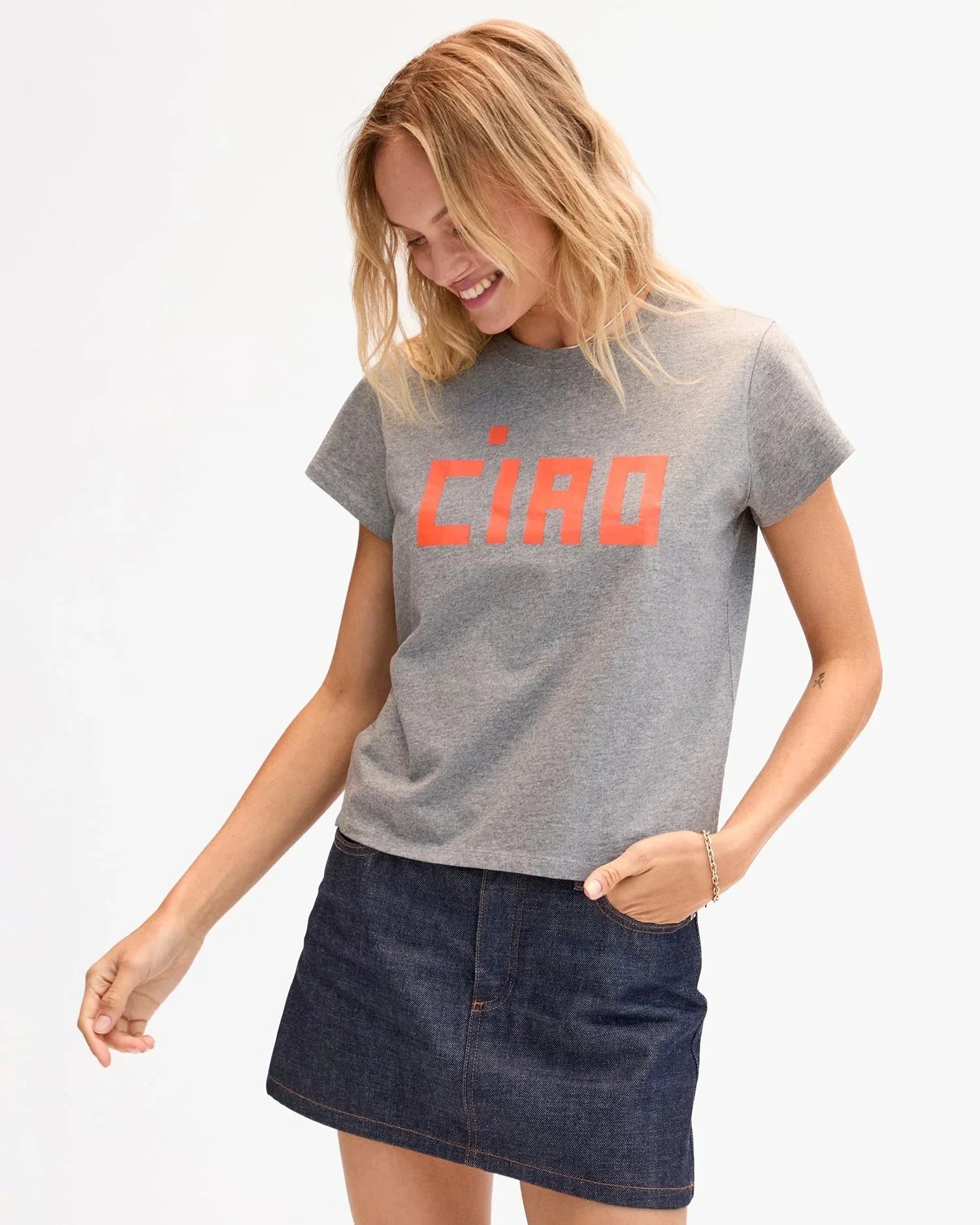 Classic Tee Grey Melange w/ Orange Ciao