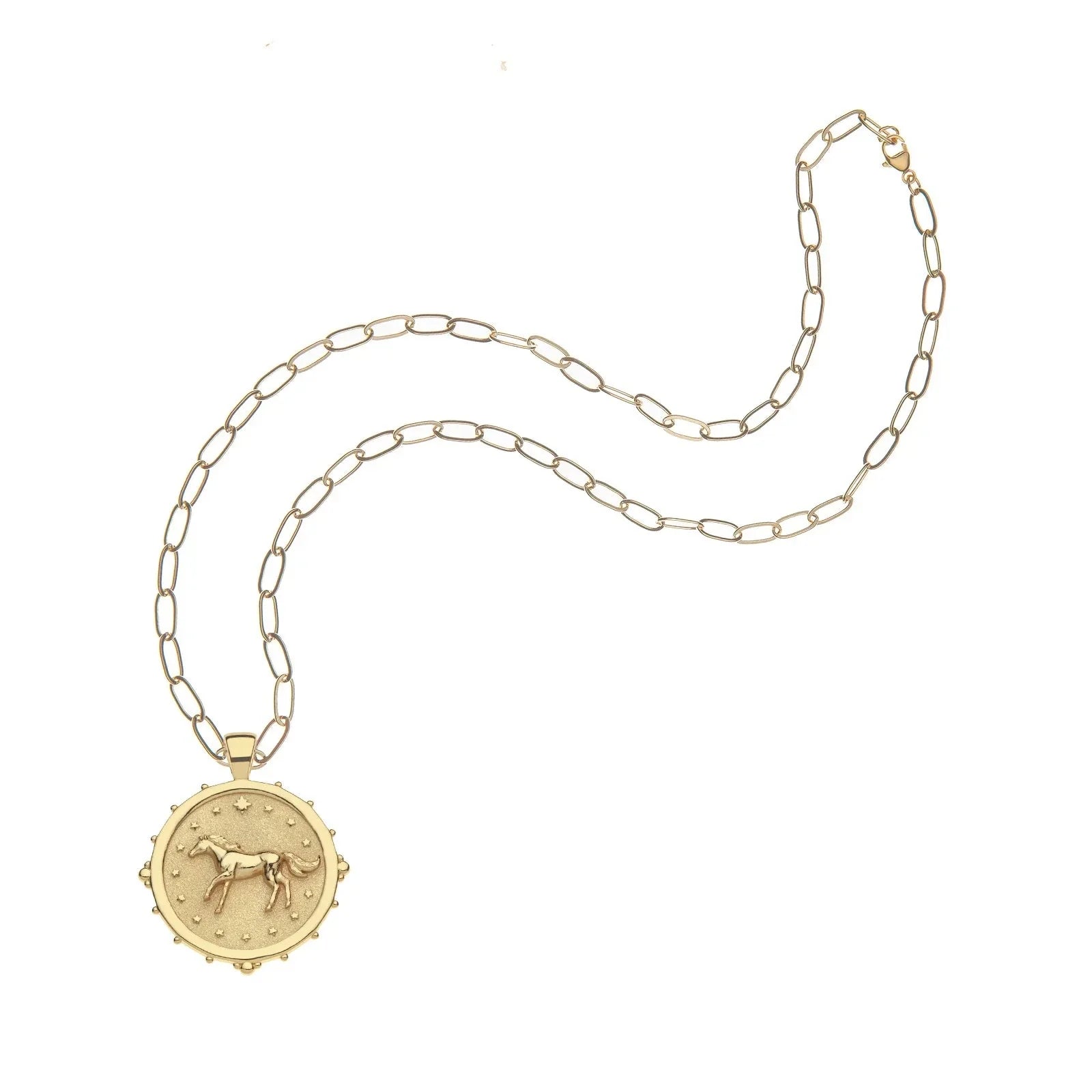 Courage Horse Original Pendant Coin 18" Drawn Link