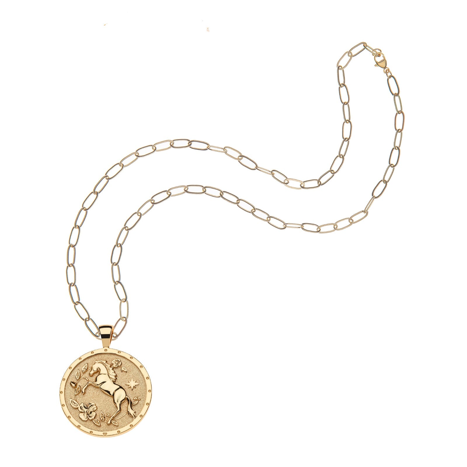 Courage Year of the Horse Pendant 18" Drawn Link