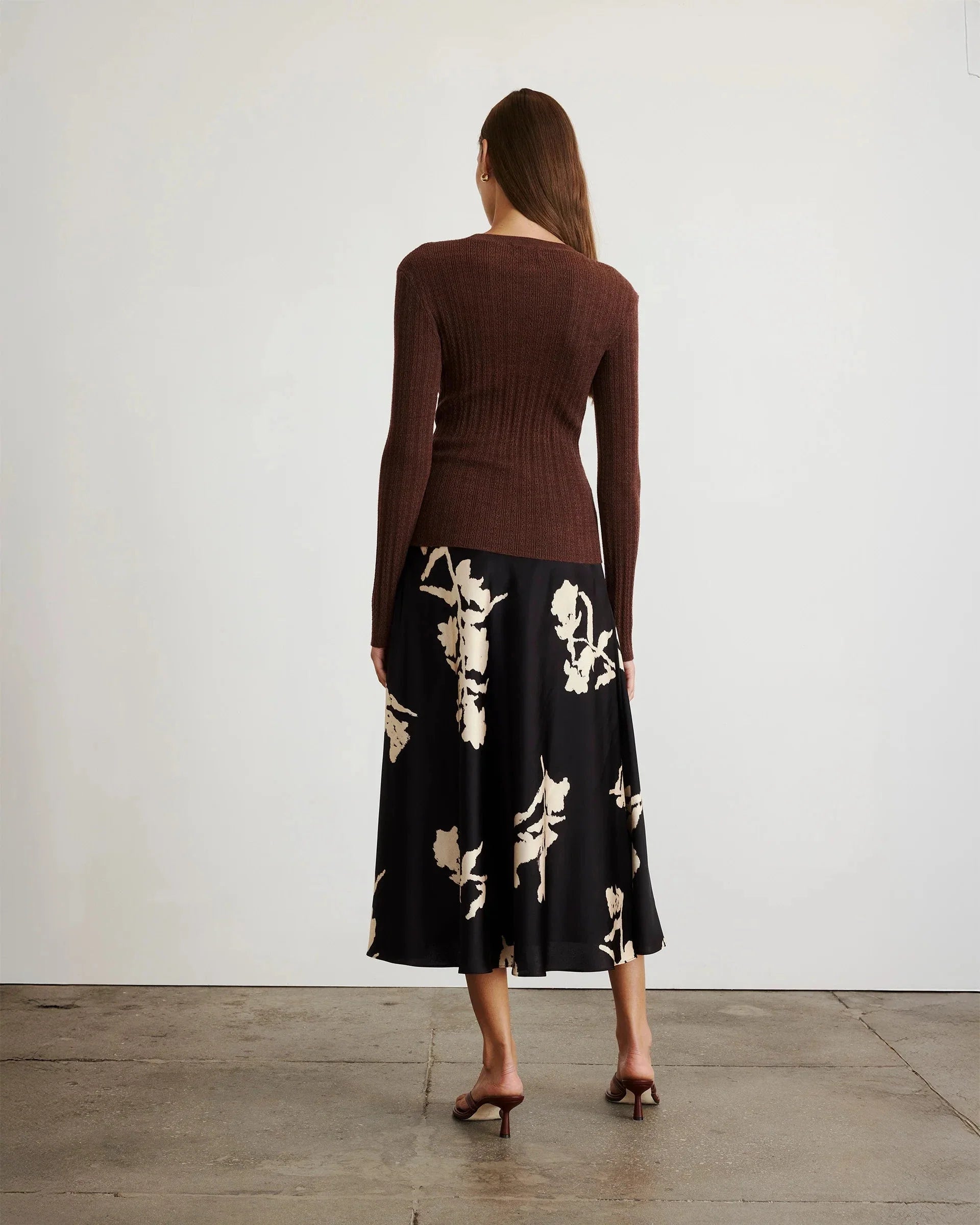 Crew Neck Kayden Knit Top Chocolate Melange