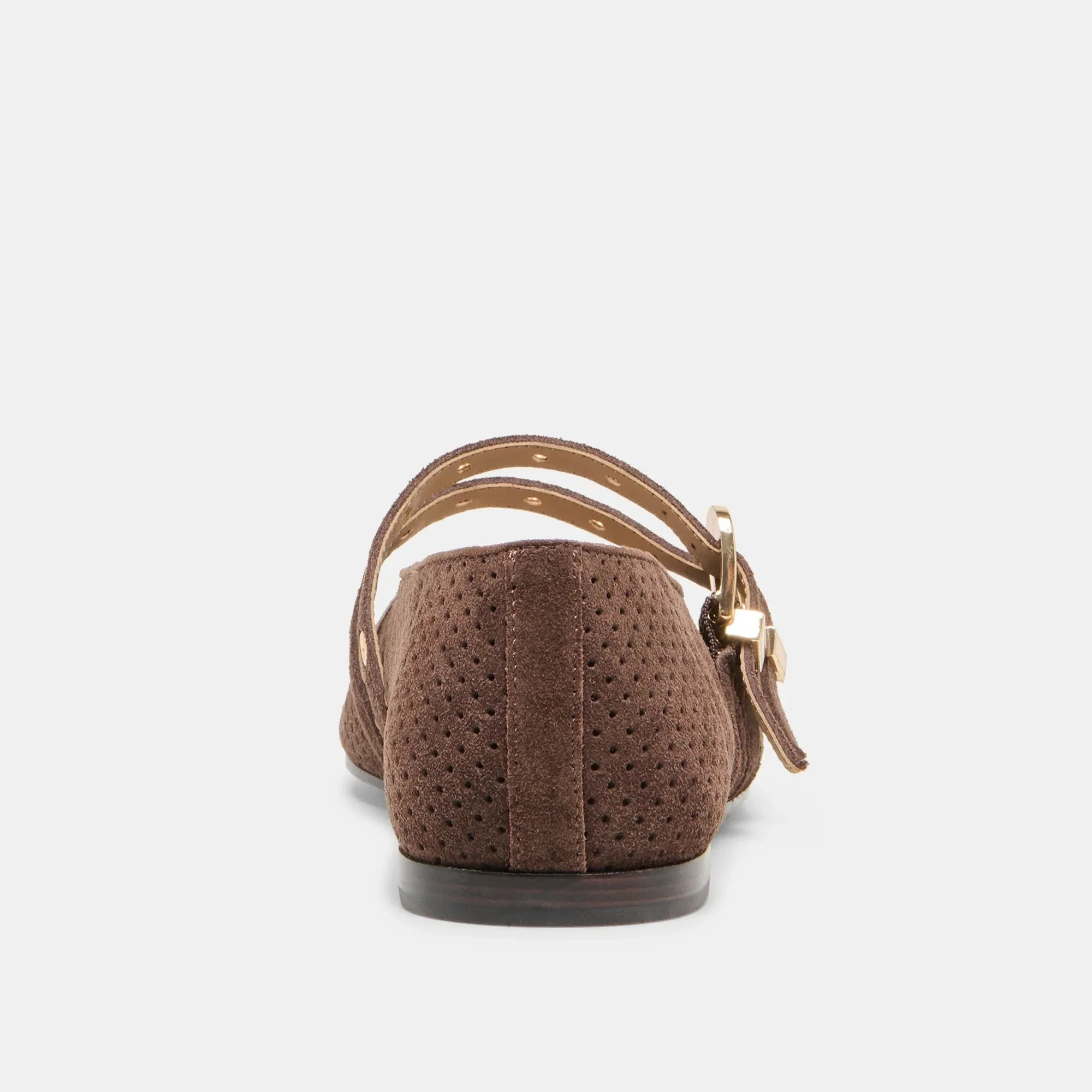 Baylee Grommet Ballet Flat Dark Brown Perforated Suede
