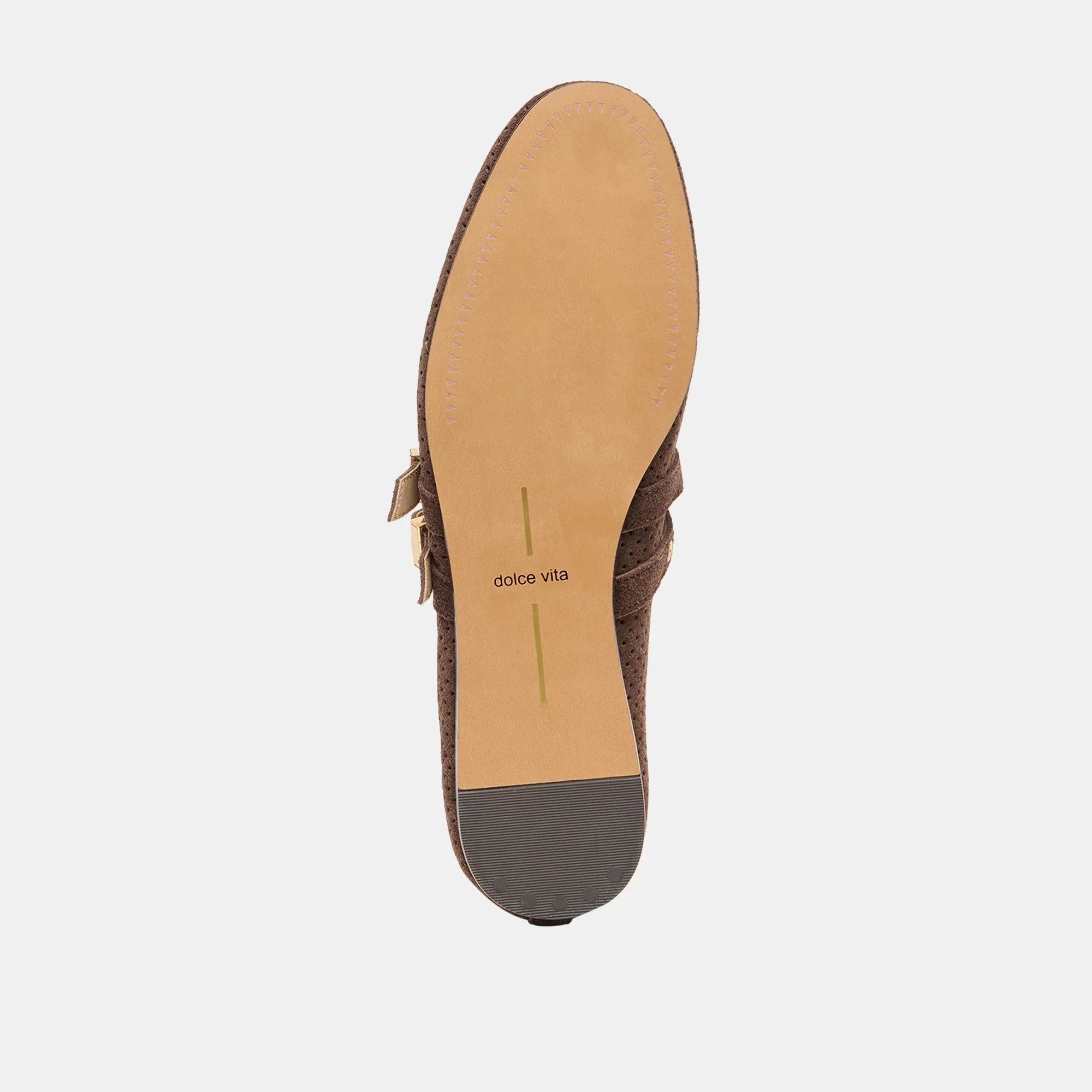 Baylee Grommet Ballet Flat Dark Brown Perforated Suede