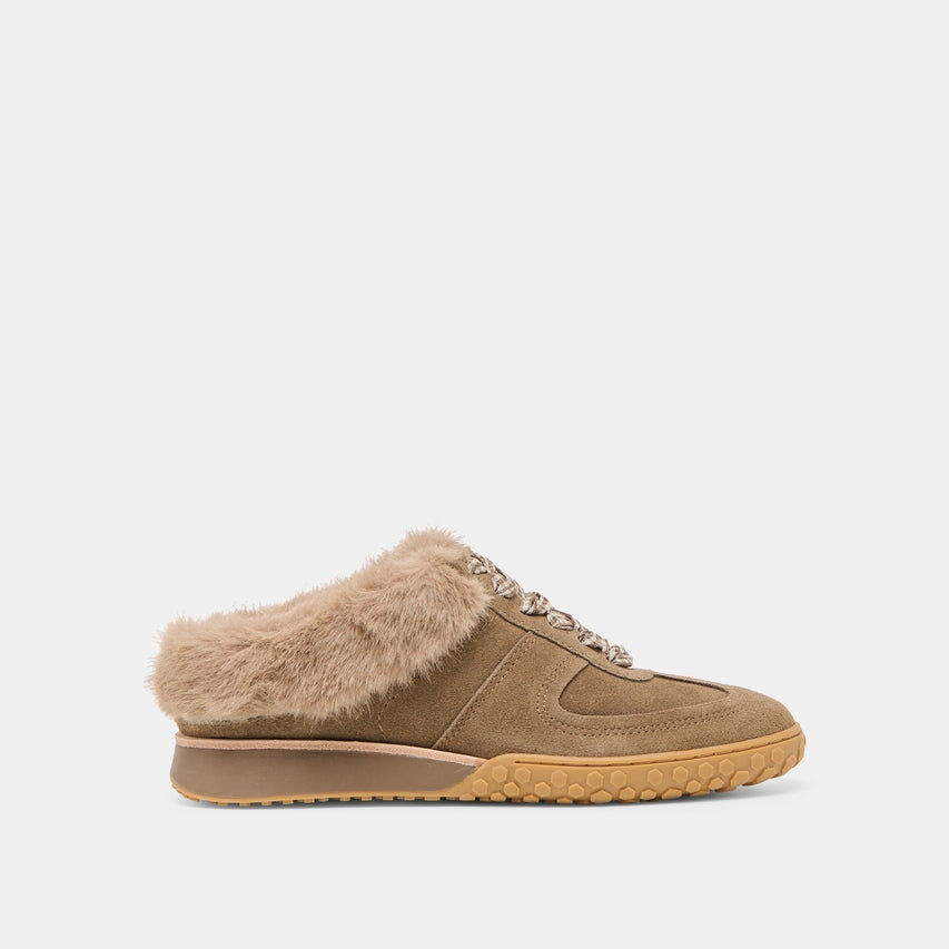 Izzey Plush Sneaker Olive Suede