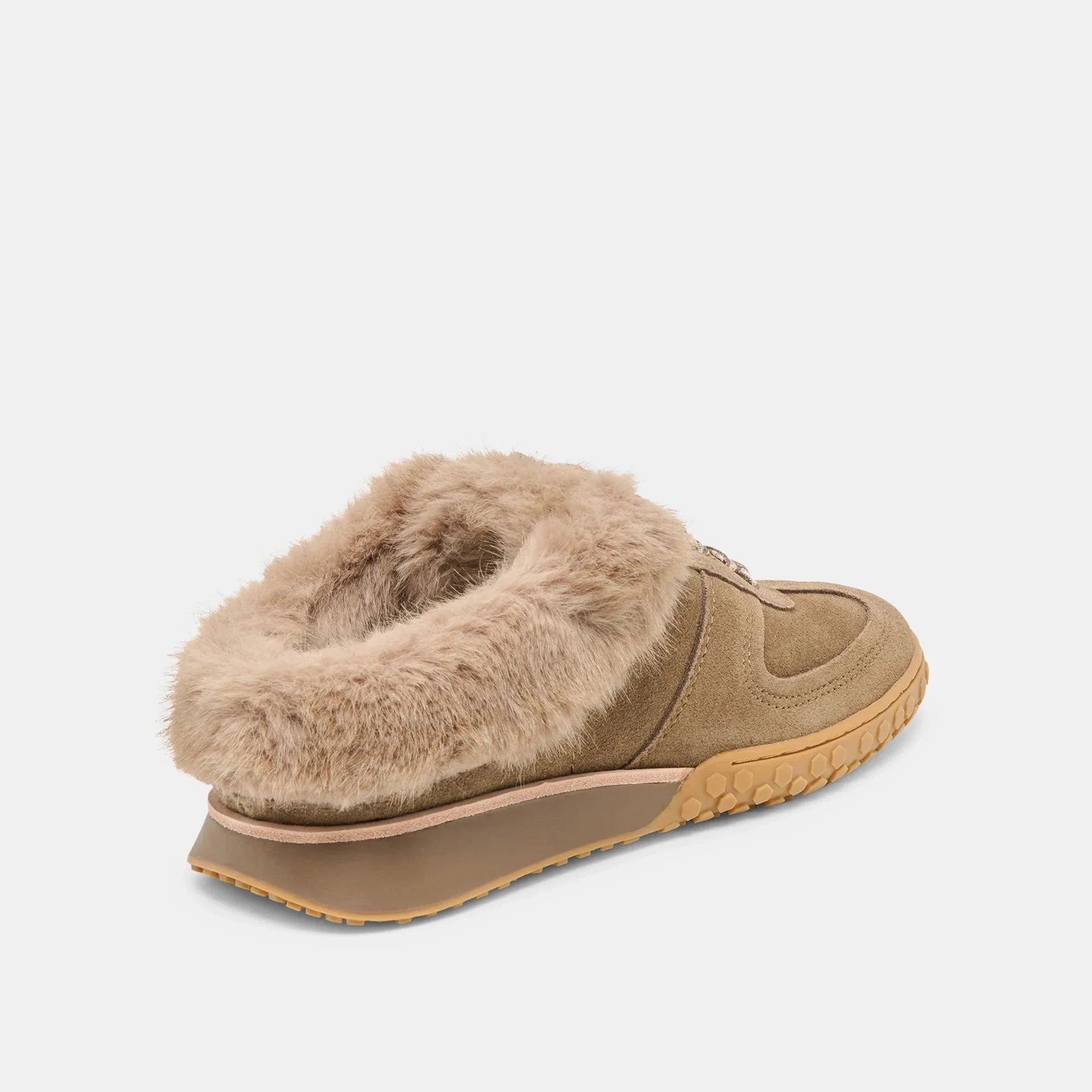 Izzey Plush Sneaker Olive Suede