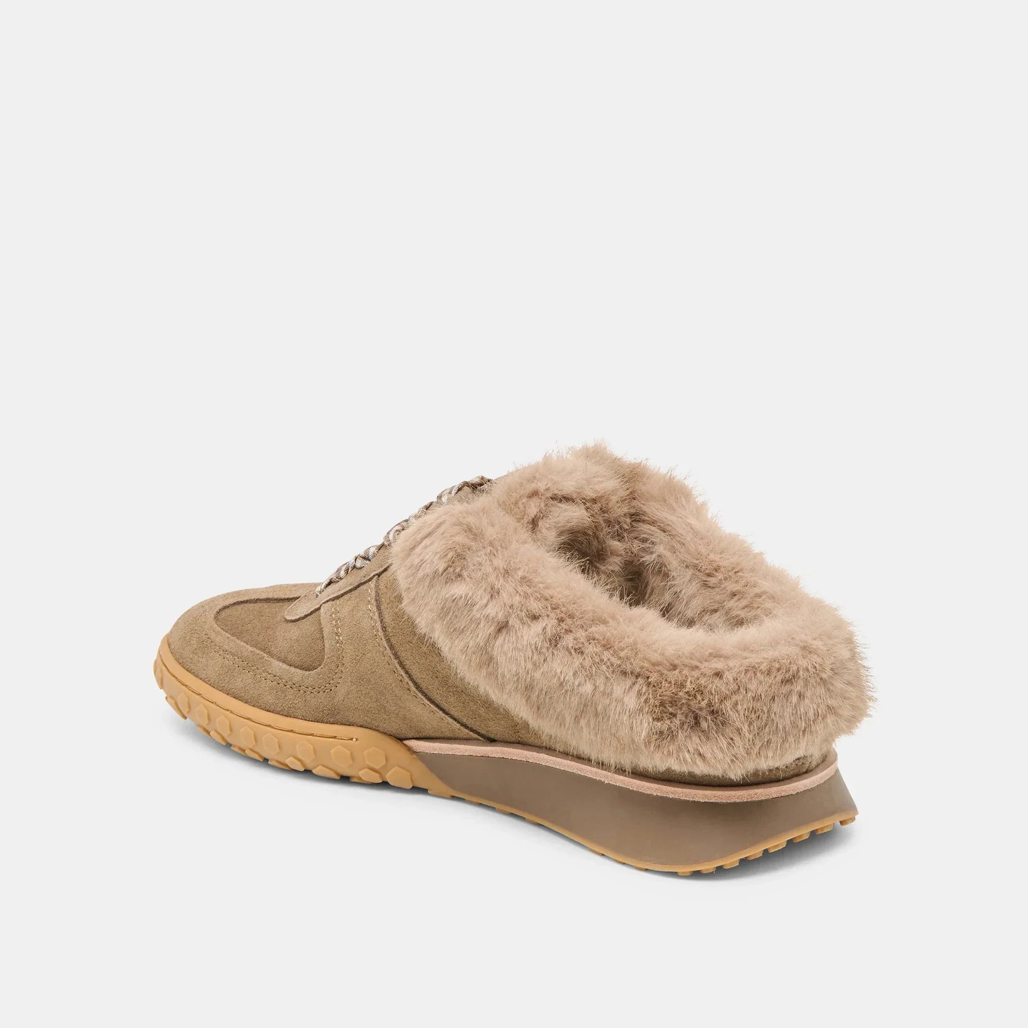 Izzey Plush Sneaker Olive Suede